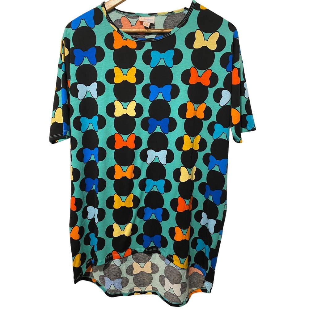 Lularoe Disney Minnie Mouse Tunic Top xs Oversized high low bows nwot colorful